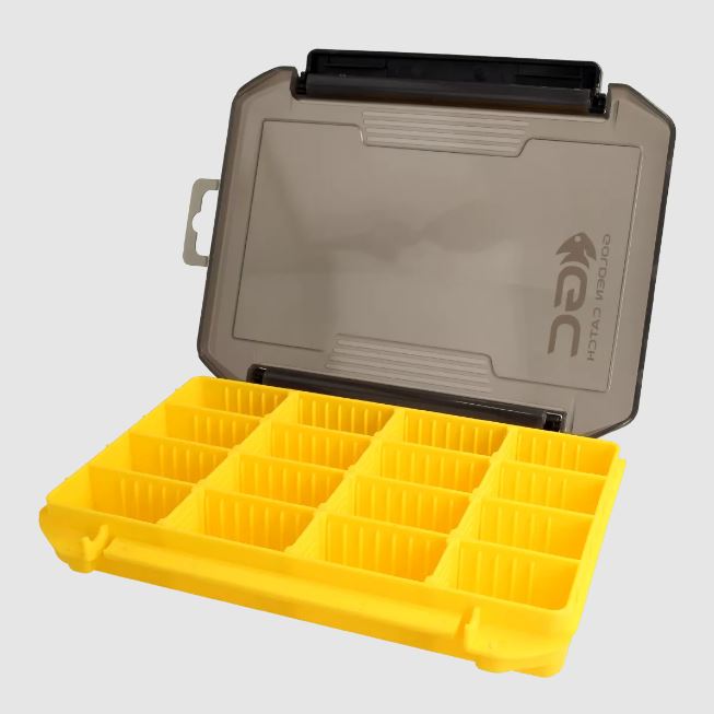 Scatola-tackle-box-golden-catch-worm-case-double-lock-wc-2015m-yellow-open-lurefishing-planet-negozio-pesca-online-fishing-shop-pescare.