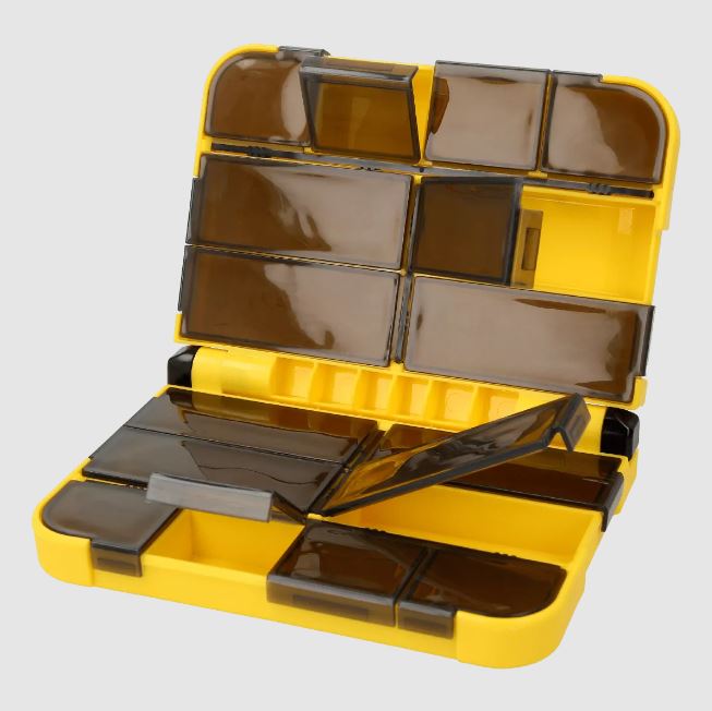 Scatola-tackle-box-golden-catch-accessory-box-ab-1310ss-yellow-open-lurefishing-planet-negozio-pesca-online-fishing-shop-pescare.