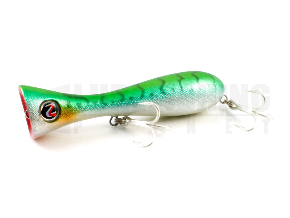 Esche rigide hard baits topwater river2sea river 2 sea dumbbell popper 04 green back silver lure fishing planet.