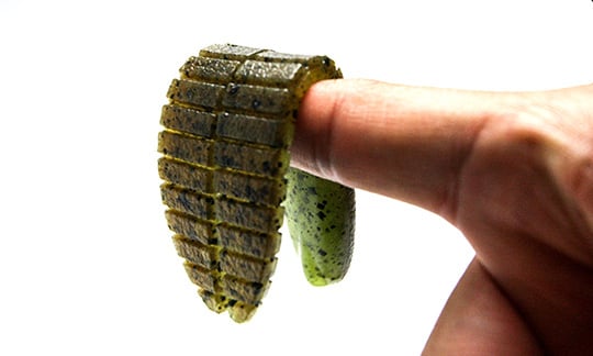 Esche-siliconiche-soft-baits-chunk-trailer-keitech-flex-chunk-401-green-pumpkin-chart-detail-lurefishing-planet.