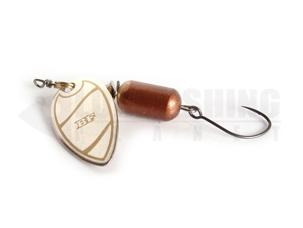 Esche metalliche spoon rotanti black flagg ilba backdropspin single hook silver copper gold lure fishing planet.