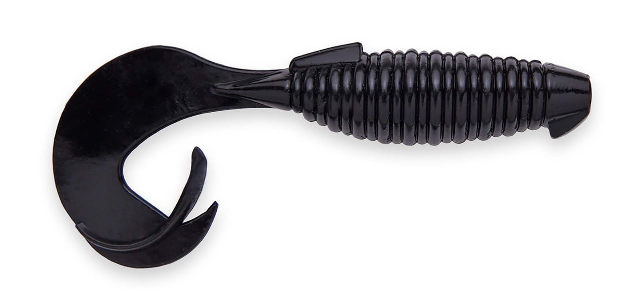 Esche-siliconiche-soft-baits-grub-curly-tail-keitech-flapper-grub-001-black-lurefishing-planet.